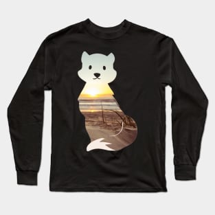 Beach sunset fox pattern - Seascape Long Sleeve T-Shirt